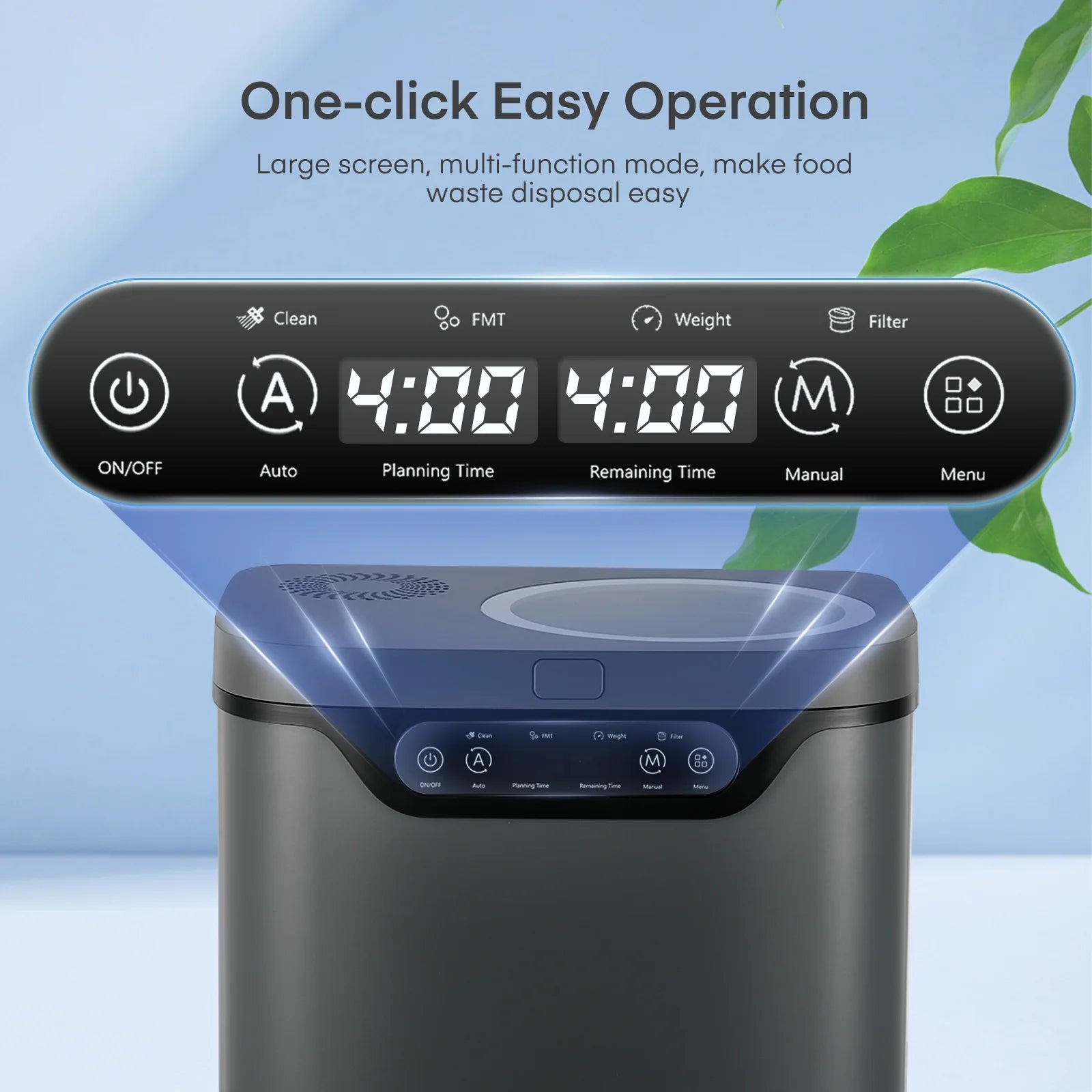 4 L Electric Composter for Kitchen, Countertop Compost Bin Indoor with Visible Window, LED Display