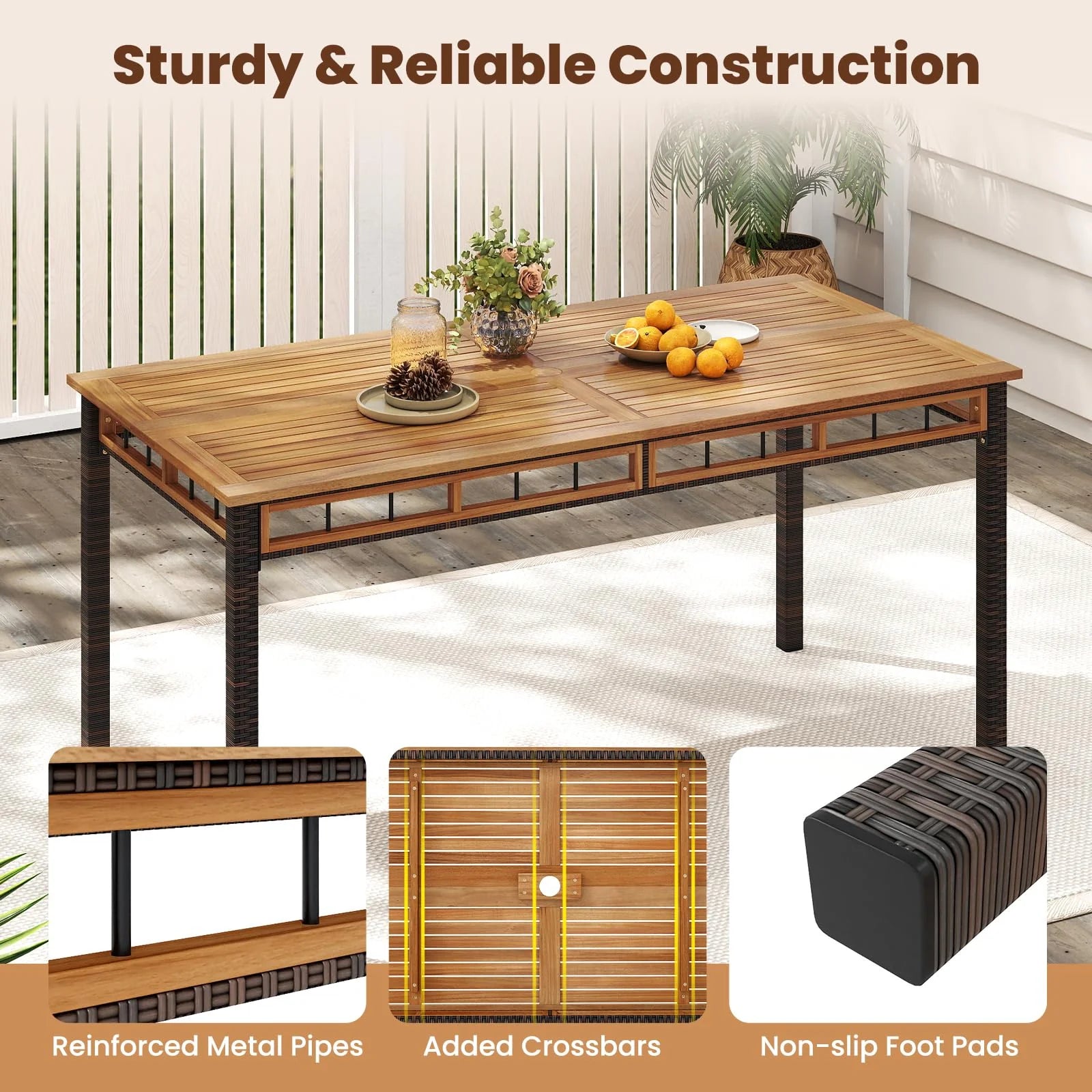 Tangkula 7 Pieces Wicker Patio Dining Set