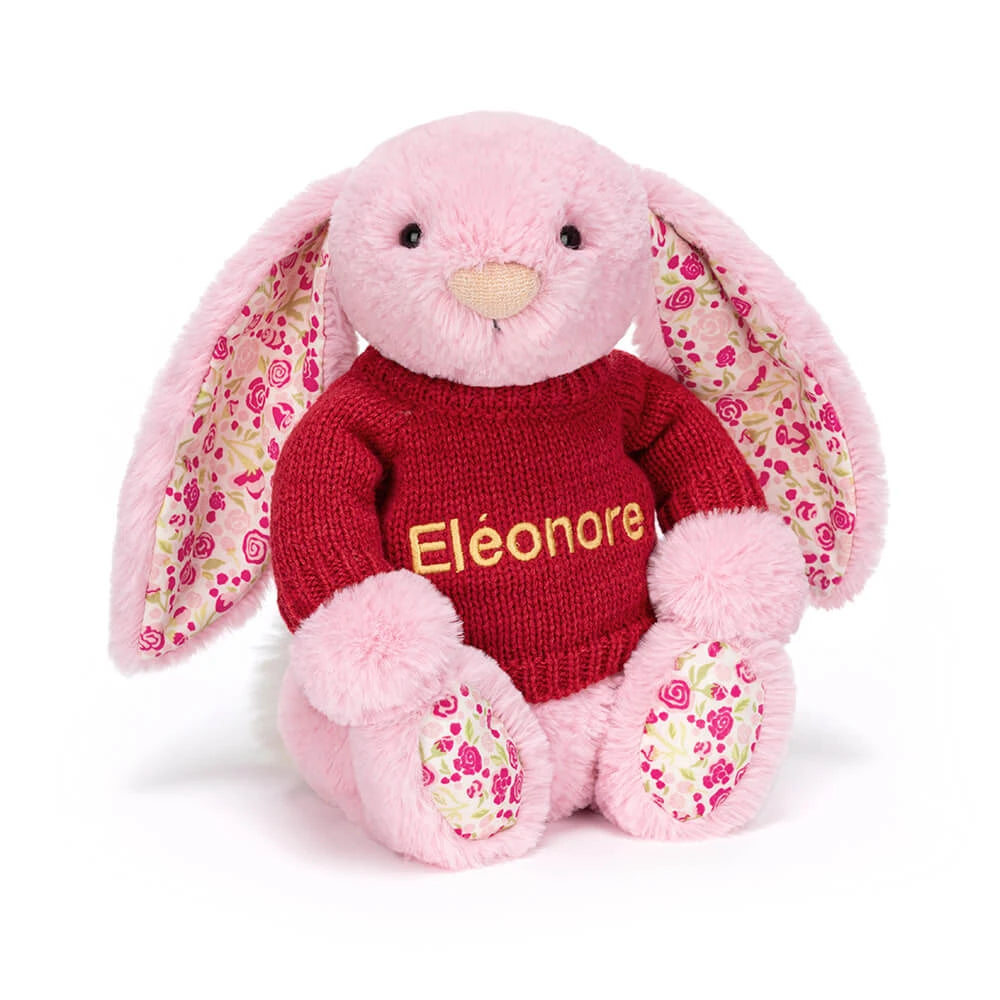 Blushkin Blossom Luxe Bunny with Personalized Red Jumper